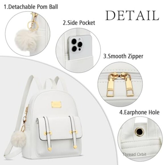 Vegan Leather Mini Backpack Set with Wristlet Wallet and Card Wallet main image 5